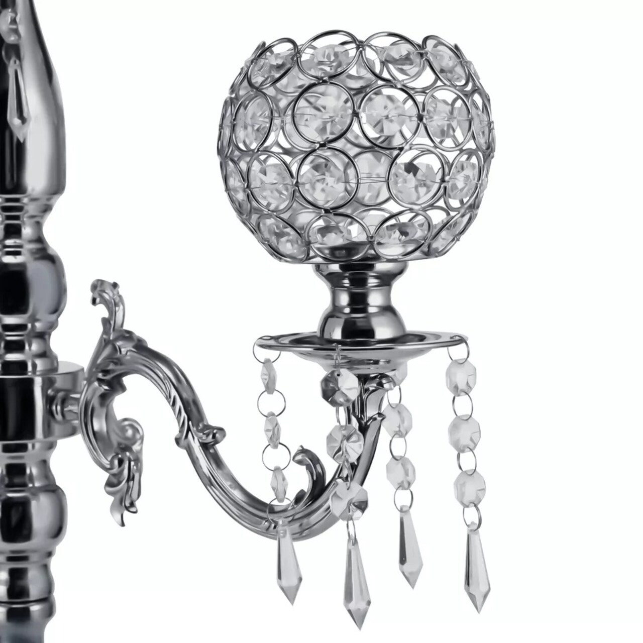 Table 5 Arms Silver Crystal Candle Holders For Wedding Home Atmosphere Decor